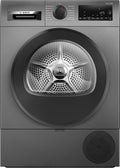 Bosch, Asciugatrice a condensazione, WQG243DR10, 9 kg, 63 dB, 85 cm, Nero, acciaio inox, illuminazione LED, pompa di calore