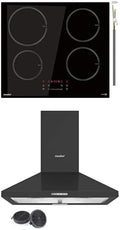 COMFEE', Cappa aspirante, CIH741F238K0, 7400 W, 60 cm, 600×450×569 mm, Nero/Argento, illuminazione LED