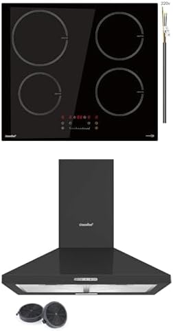 COMFEE', Cappa aspirante, CIH741F238K0, 7400 W, 60 cm, 600×450×569 mm, Nero/Argento, illuminazione LED