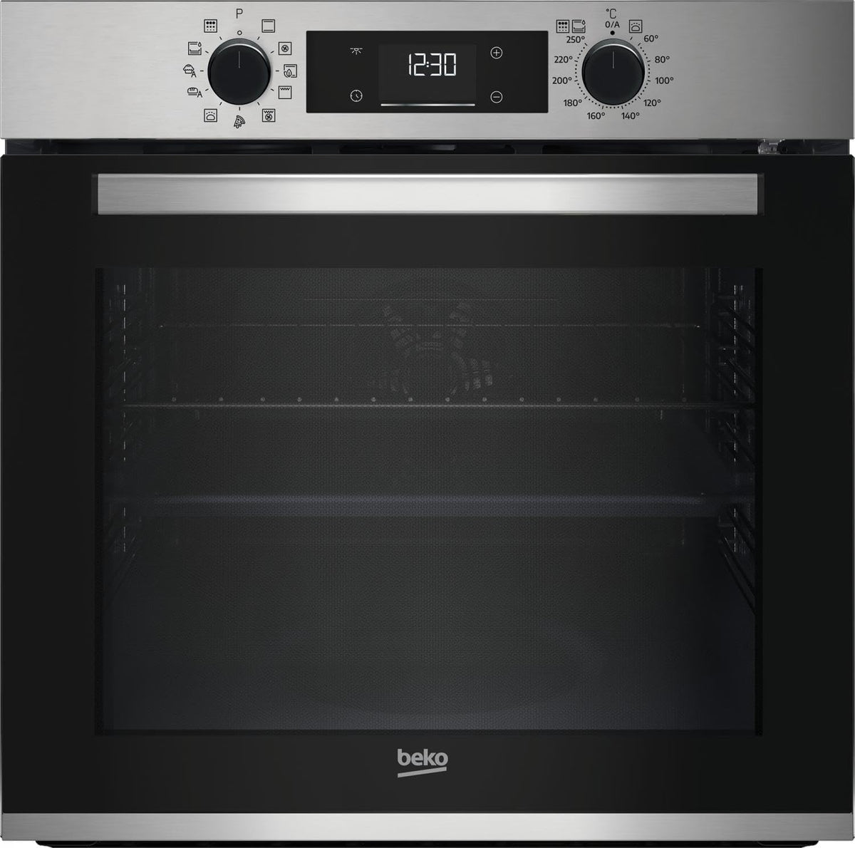 Beko, Forno da incasso, BBIMP2300XP, 71 litri, 25 W, 480 °C, Nero/Argento, acciaio inox, illuminazione LED, Wi-Fi, timer, autopulizia, funzione grill