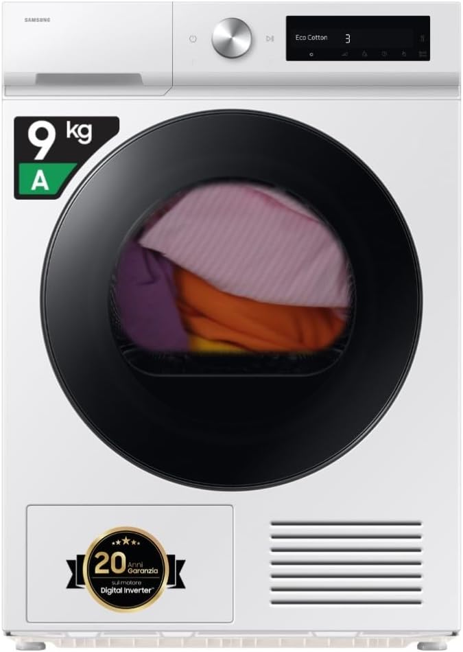 Amazon Renewed, Asciugatrice, DV90DB7845GWU3, 9 kg, Bianco, Wi-Fi