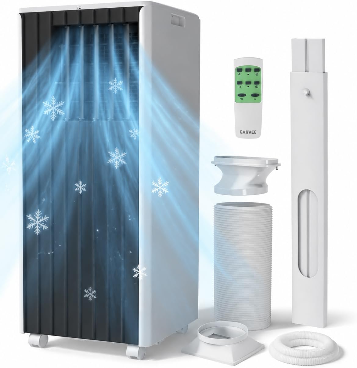 Garvee, Deumidificatore, 14.000 BTU, 750 m, 51 dB, Bianco, illuminazione LED, telecomando, timer, 3 in 1