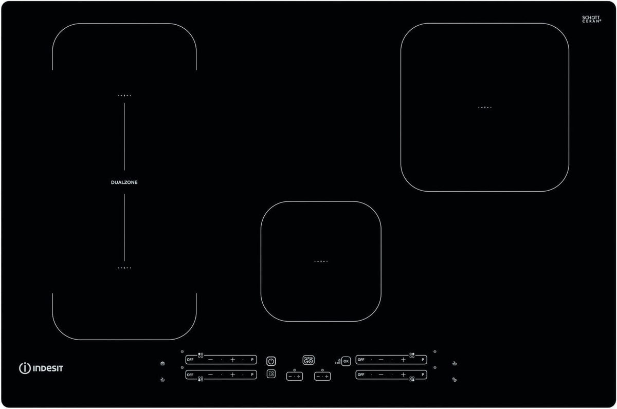 Indesit, Piano cottura a induzione, 770x54x510 mm, 77 cm, Nero