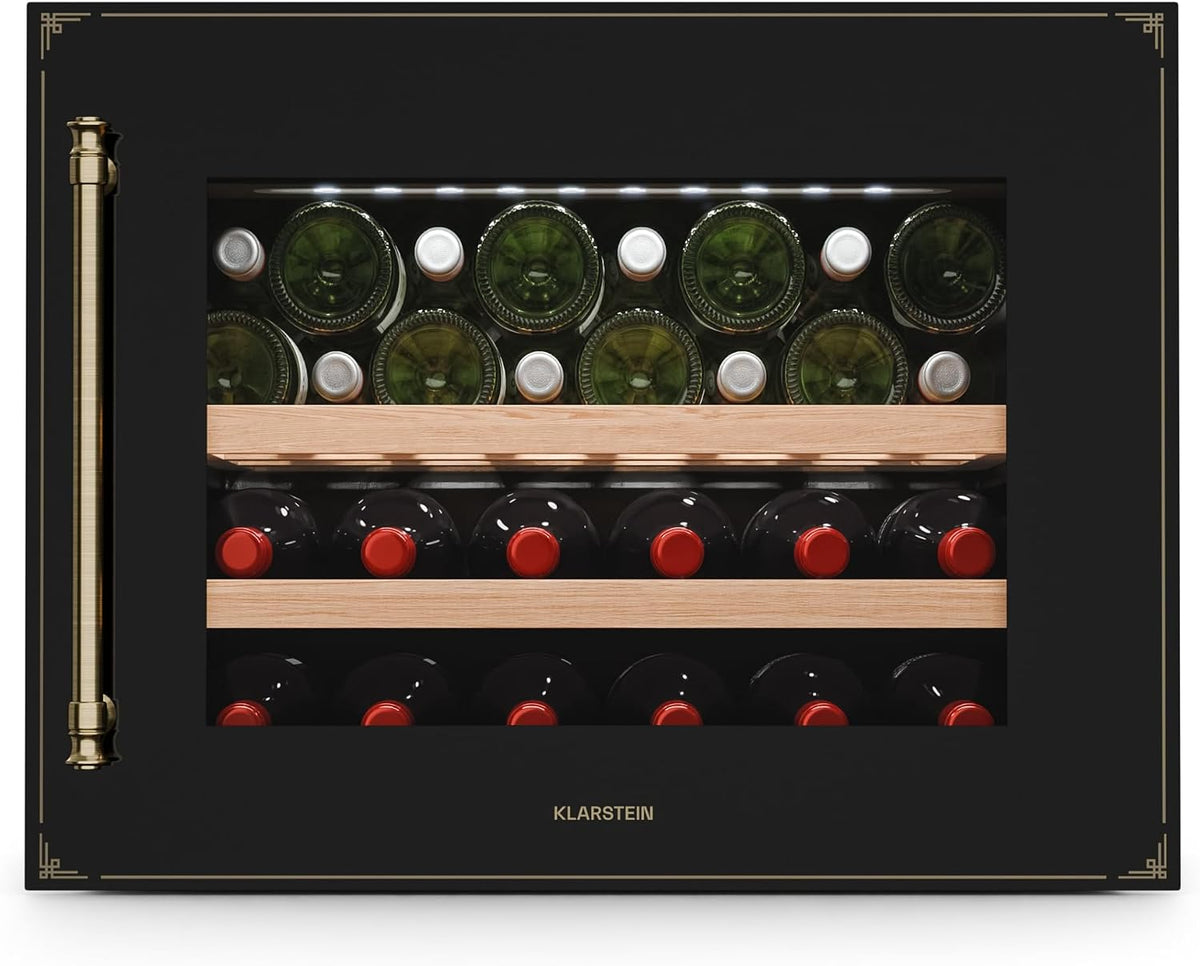 KLARSTEIN, Cantinetta vino, 28 Bottiglie, 5-20 °C, 40 dB, Nero, illuminazione LED