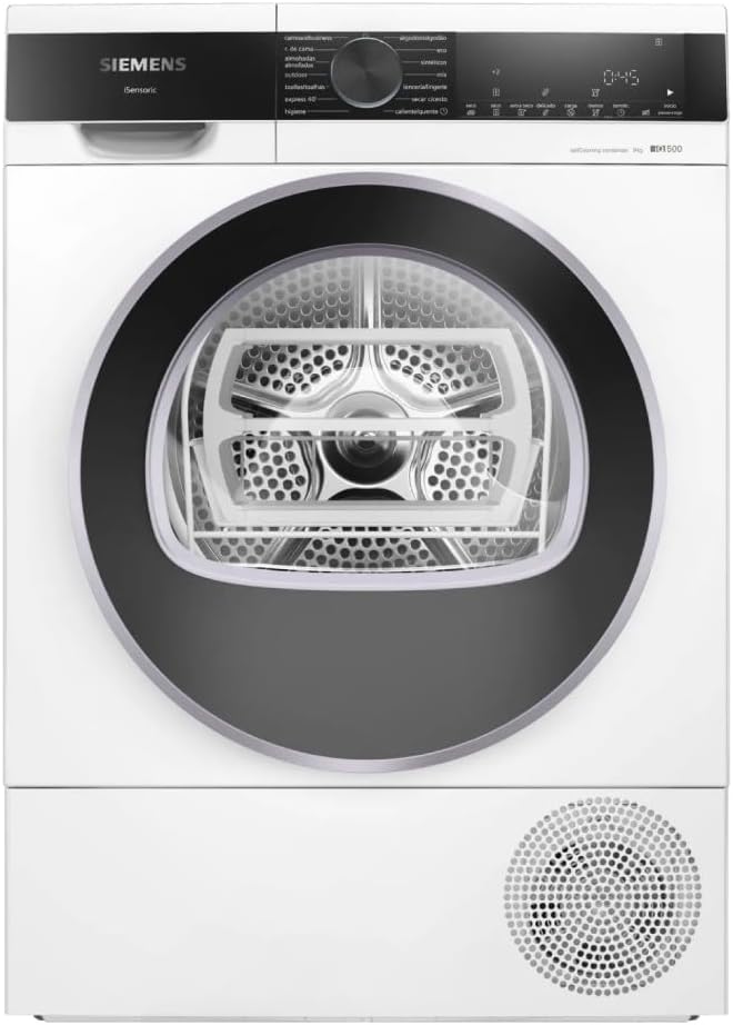 Asciugatrice, WQ45G2D1ES, SIEMENS, 9 kg, 60 cm, 84,2 x 59,8 x 61,3 cm, Bianco, illuminazione LED, autopulizia, pompa di calore